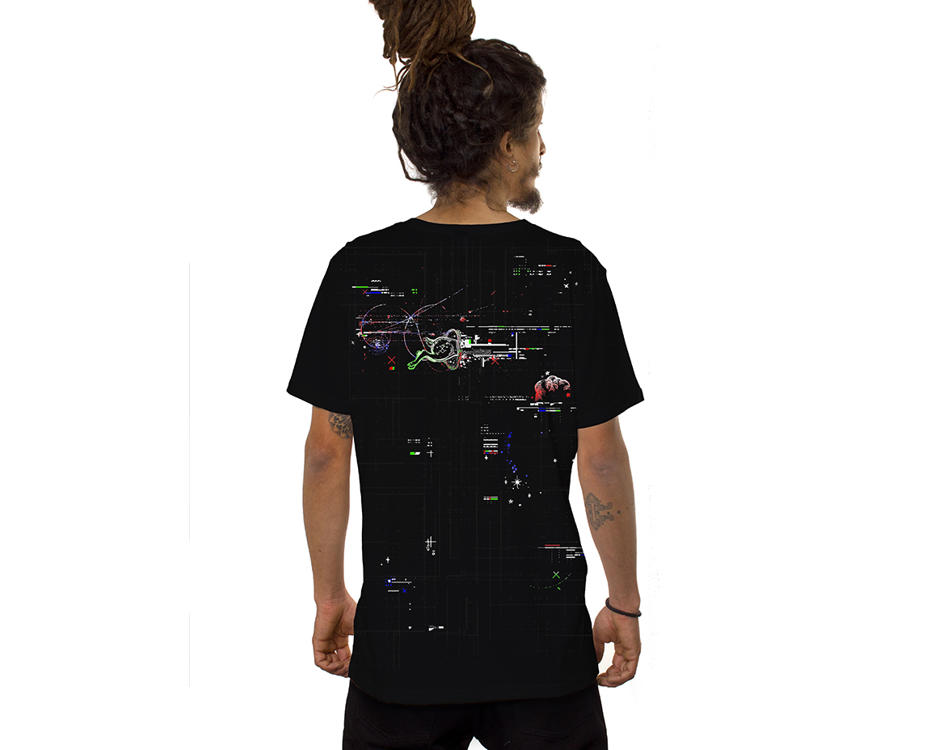 men t-shirt in black with a digital psychedelic print 
